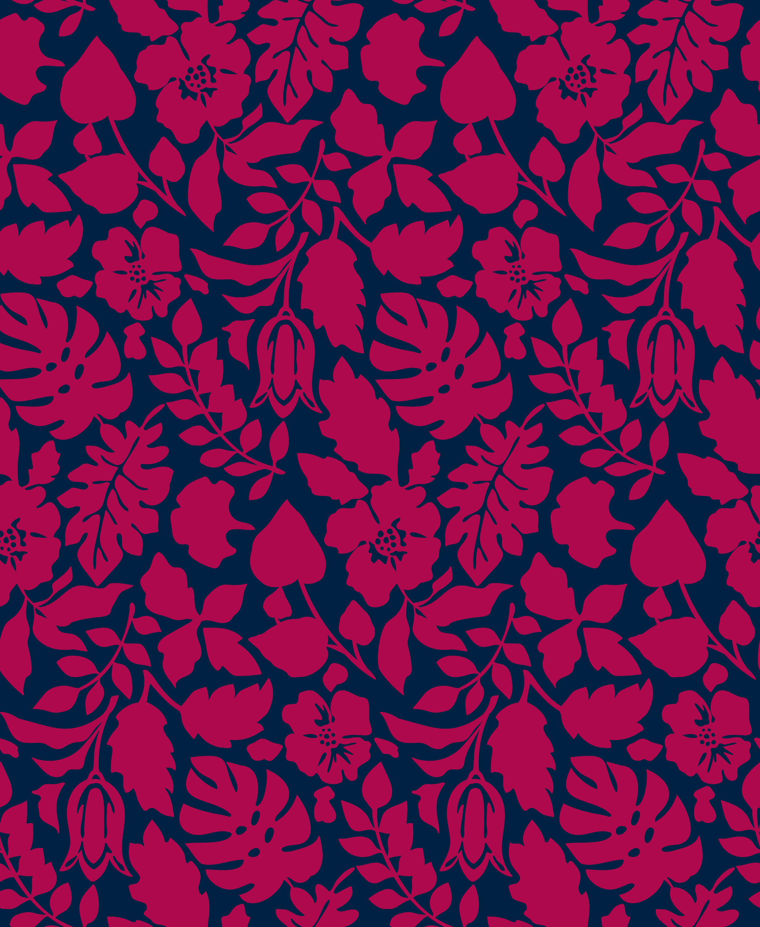 Greenwich Tunic Dress in Tossed Leaves Navy and Cranberry