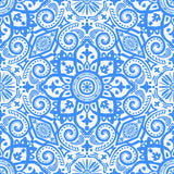 Brisbane V-Neck Dress in Marrakesh Express Blue and White