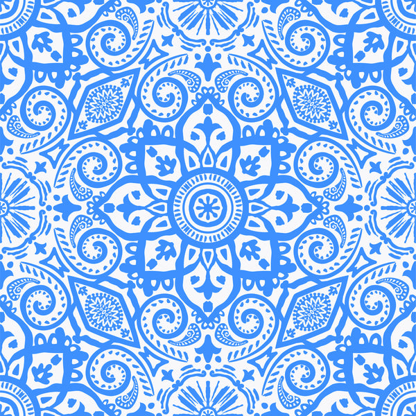 Brisbane V-Neck Dress in Marrakesh Express Blue and White