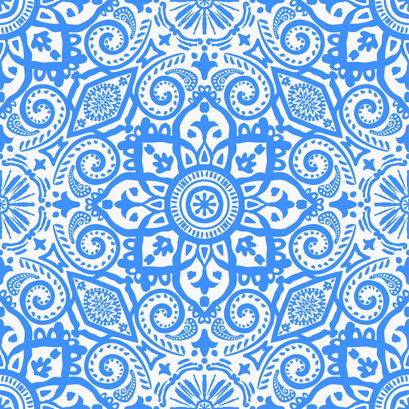 Brisbane V-Neck Dress in Marrakesh Express Blue and White