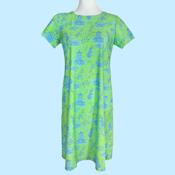 Hyannis Tee Shirt Dress in On The Road To Mandalay Green