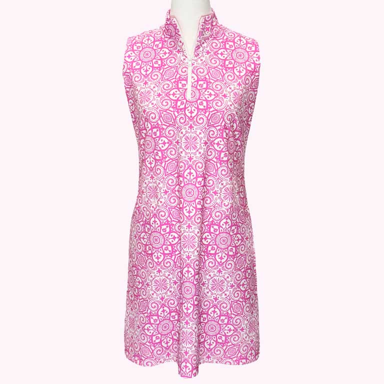 Caswell Sleeveless Polo Dress in Marrakesh Express Pink