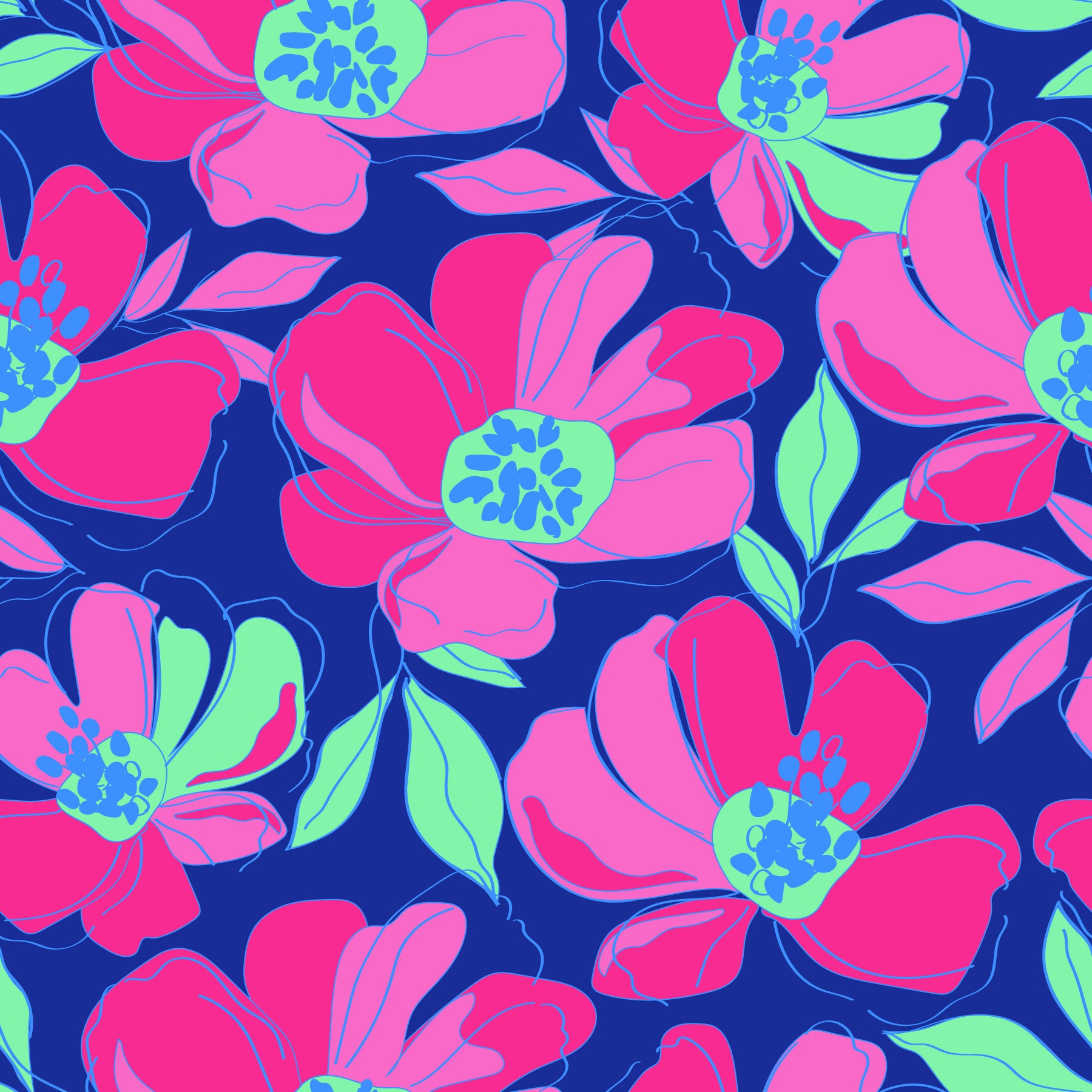 Hyannis S/S Tee Shirt Dress in Sugar Magnolia Cobalt (Sample)