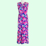 Worth Avenue Maxi Tunic Dress in Sugar Magnolia Cobalt