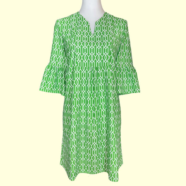 Greenwich Tunic Dress in Cupid's Arrow Shamrock and White