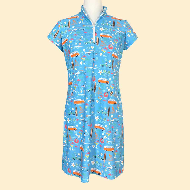 Annapolis Cap Sleeve Polo Dress in Good Vibrations Blue (Sample)