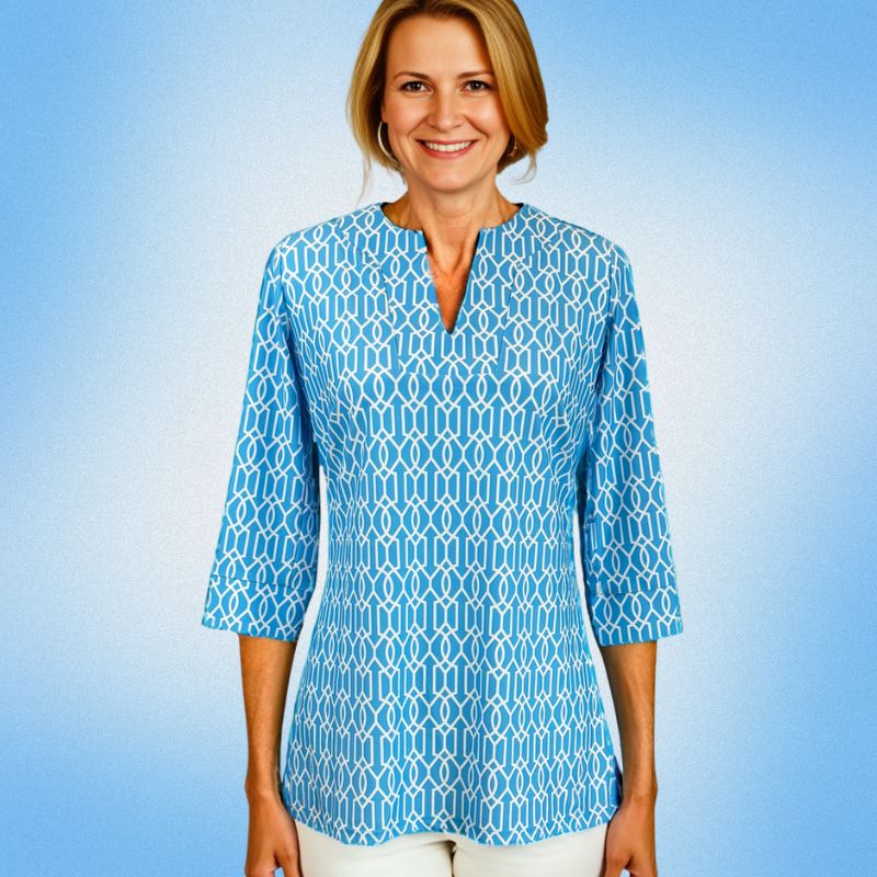 Boca Tunic Top in Cupid's Arrow Blue and White