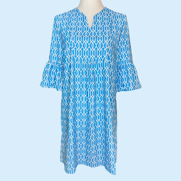 Greenwich Tunic Dress in Cupid's Arrow Blue and White