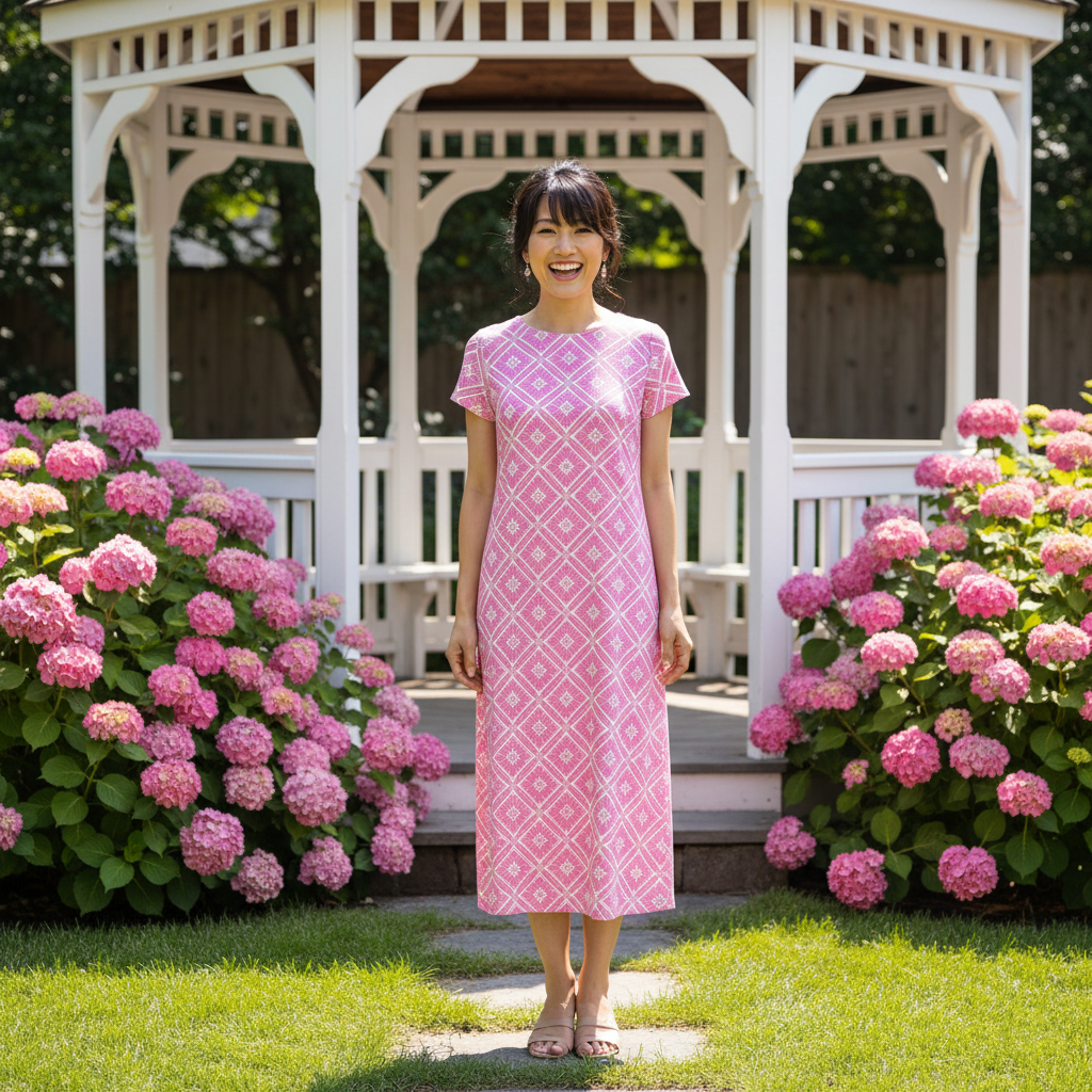 Mackinac Island Midi Length Tee Shirt Dress in Tiki Bar Is Open Pink
