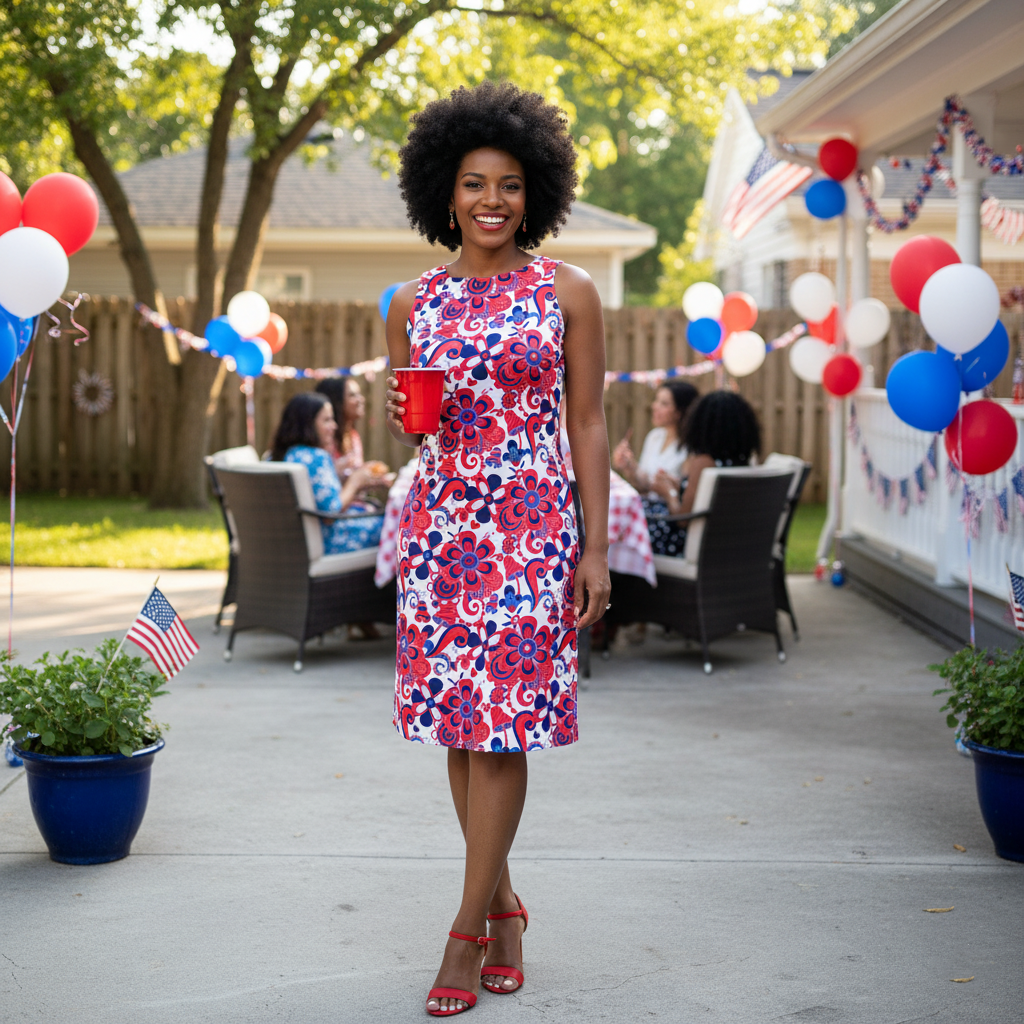 Seaside Boat Neck Dress in Day Tripper Americana