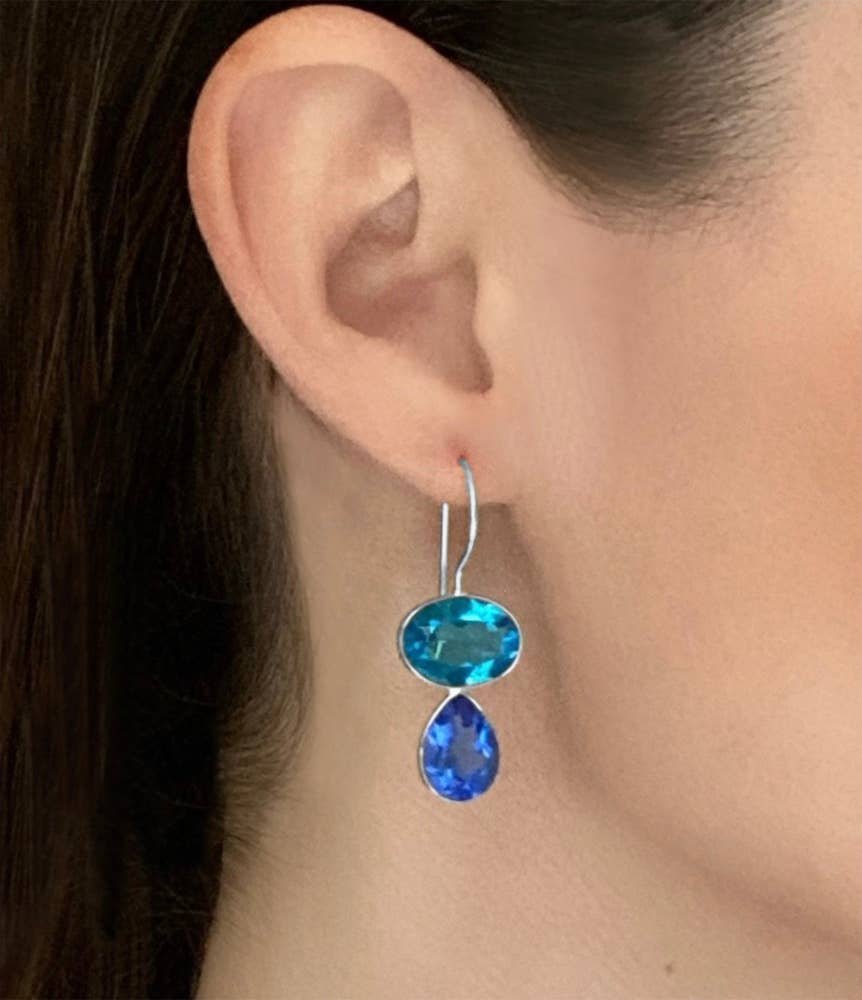 Valencia Teardrop Earring-Blueberry Silver