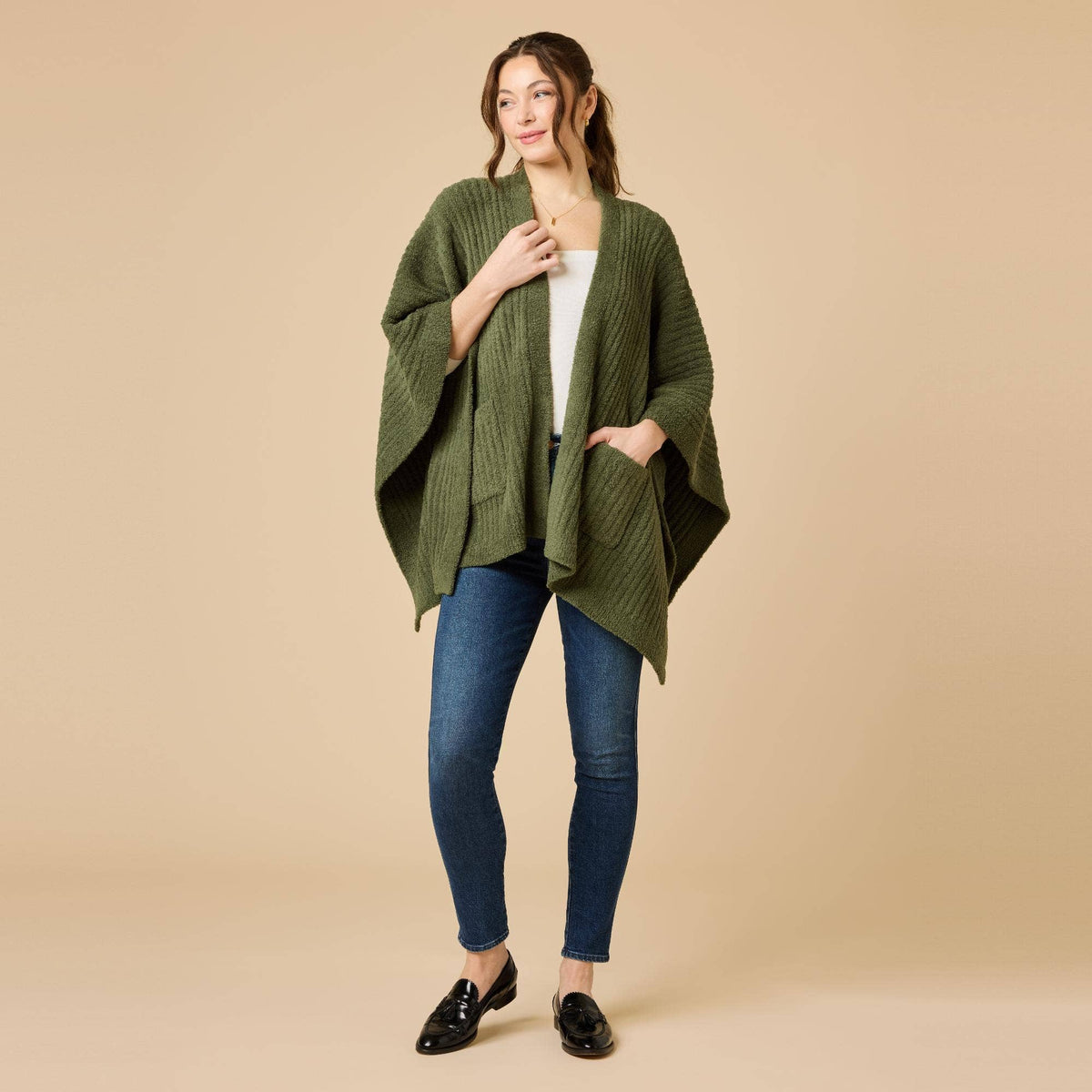 Softies Women's Ultra Soft Ribbed Shawl Wrap - One Size