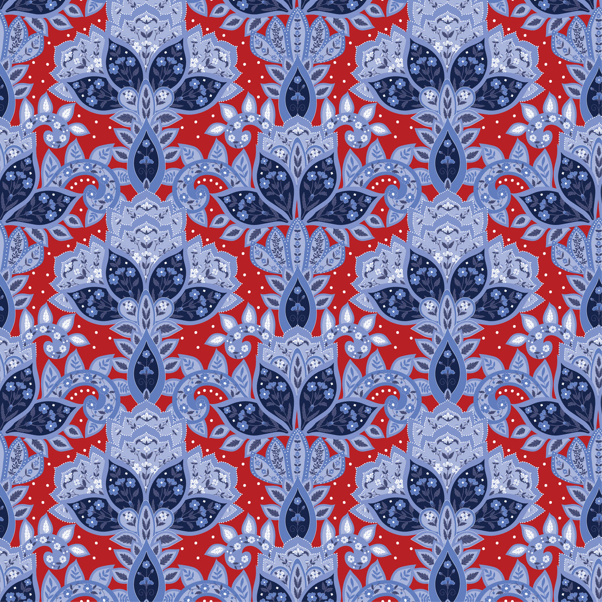 St. Regis Dress in Voyage to Bombay Blue and Red