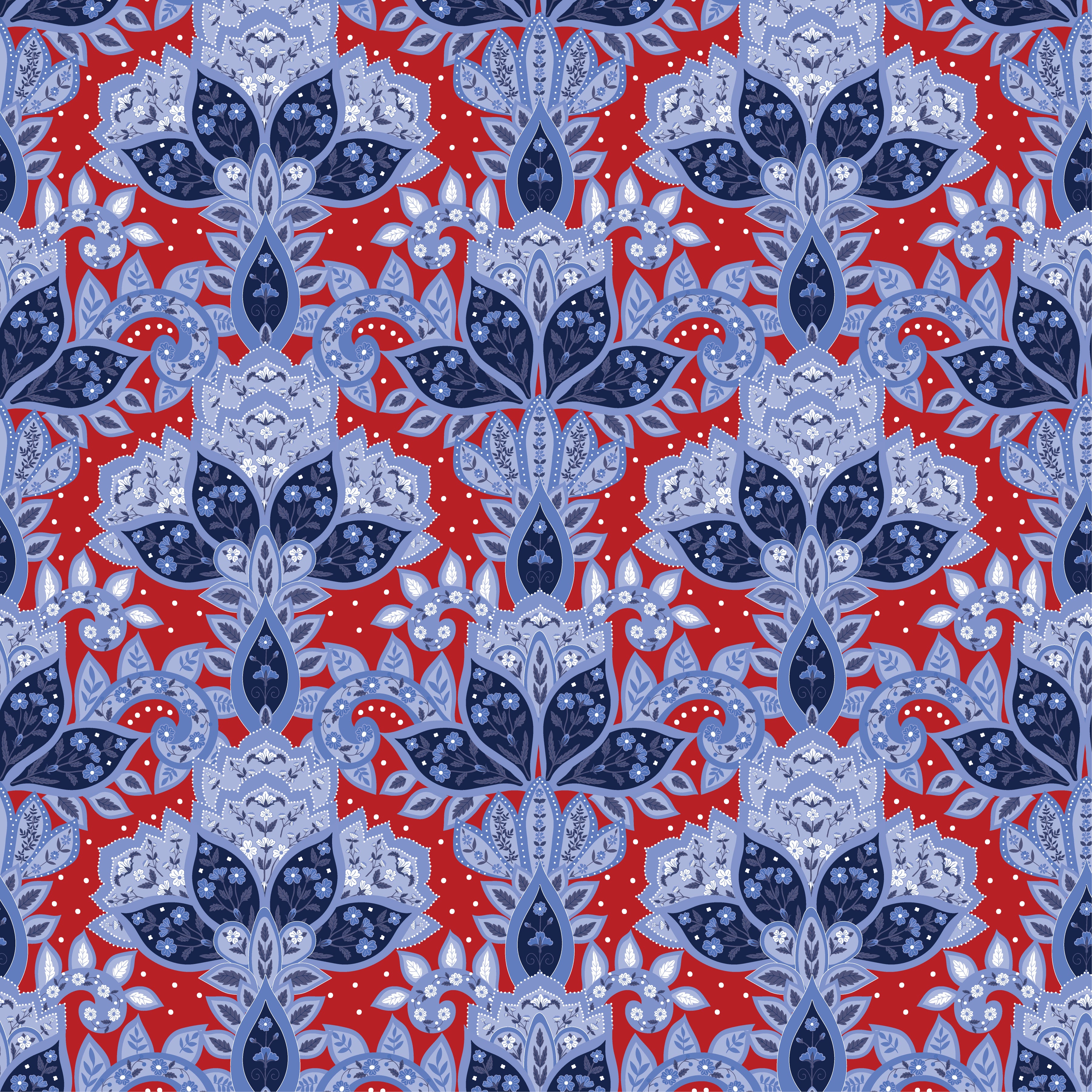 Coco Dress in Voyage to Bombay Blue and Red