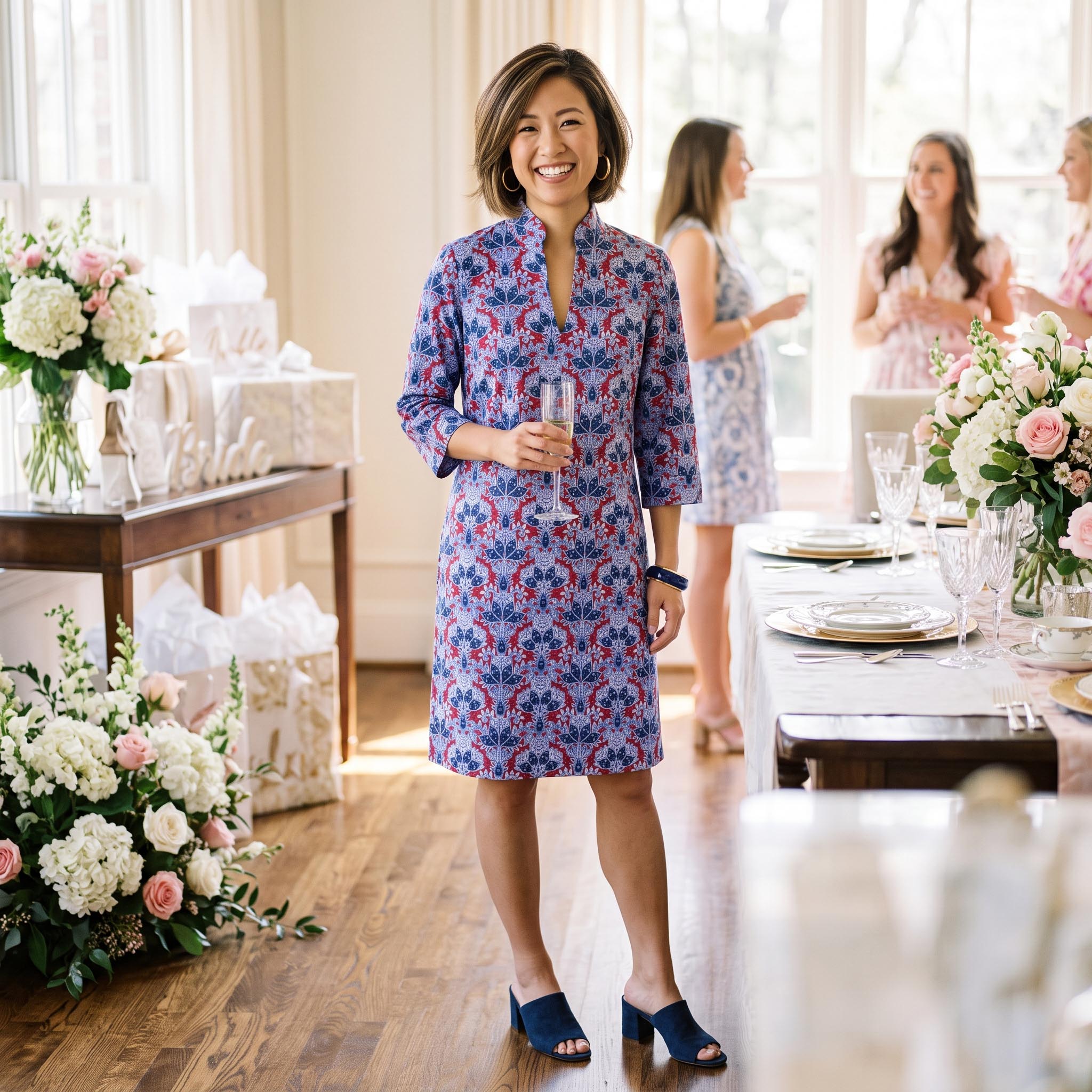 Coco Dress in Voyage to Bombay Blue and Red