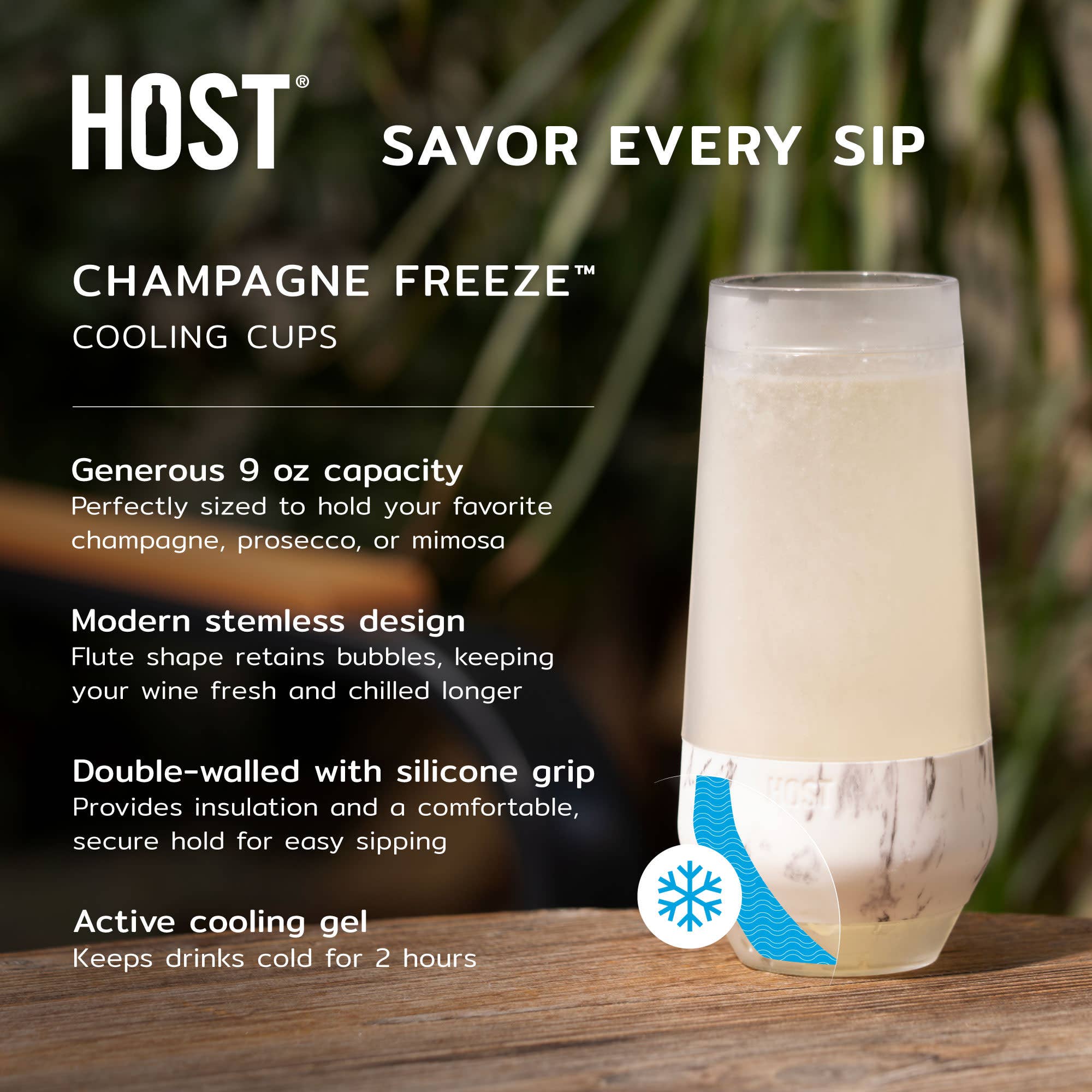 Champagne FREEZE™ Cooling Cups in Seafoam Set of 2