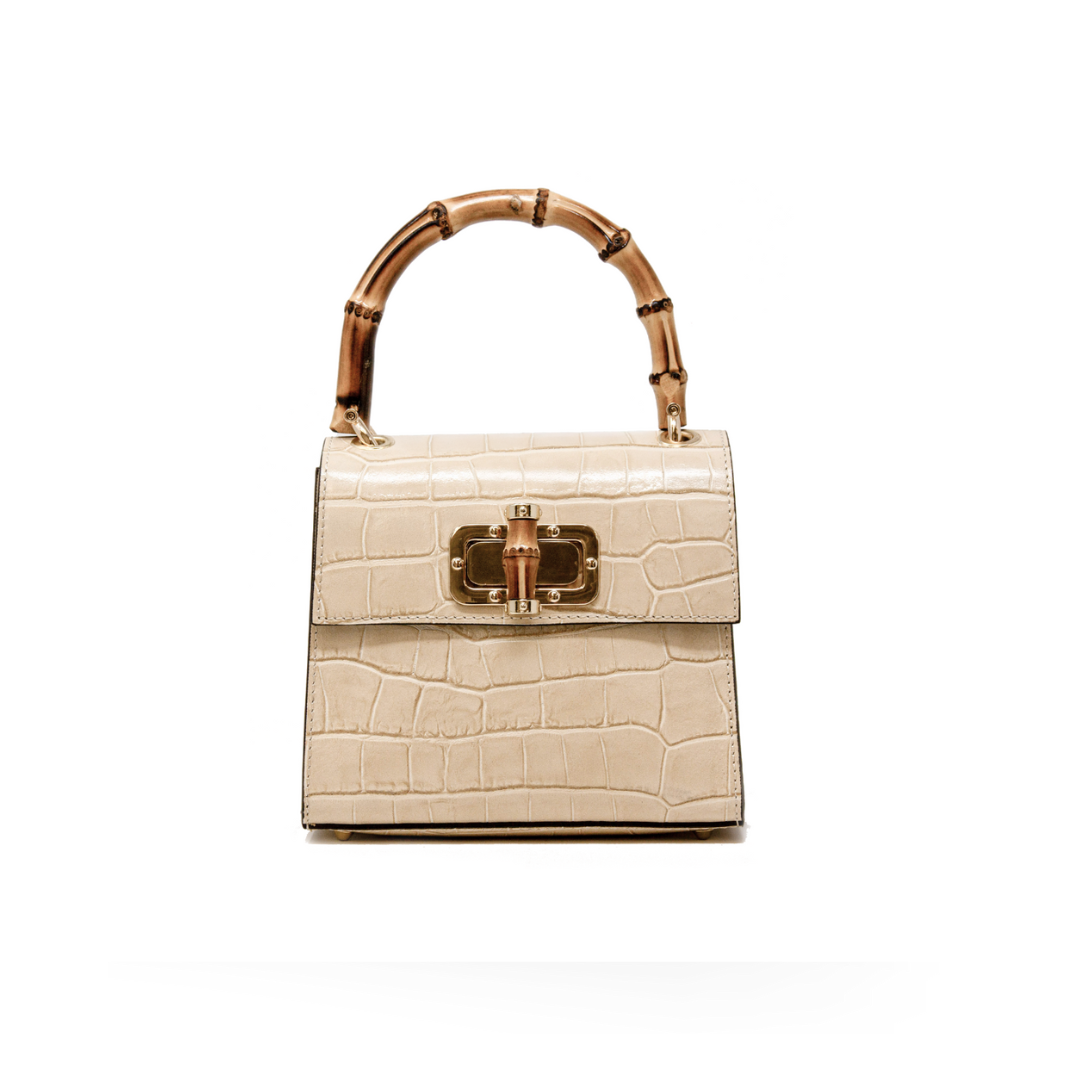GF1922 GENUINE ITALIAN LEATHER BAMBOO HANDLE BAG
