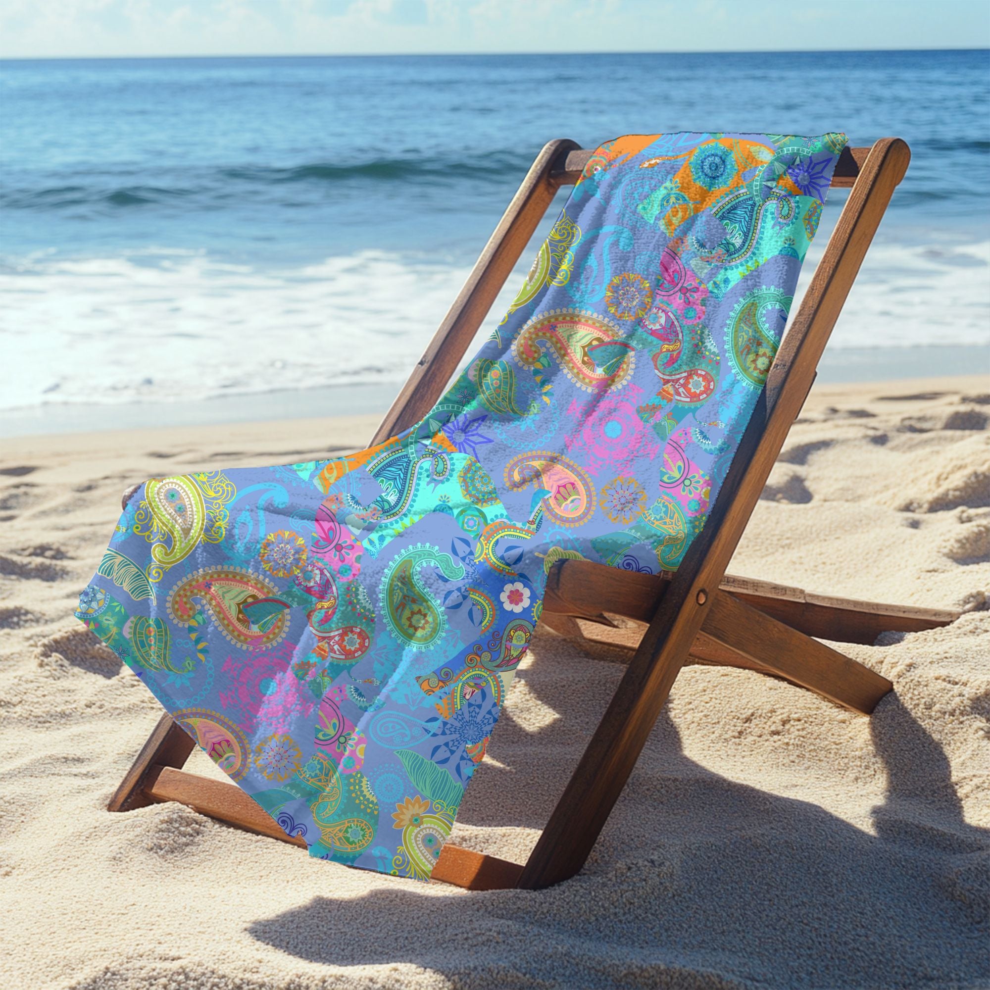 Beach Towel in Paisley Pachyderms Periwinkle