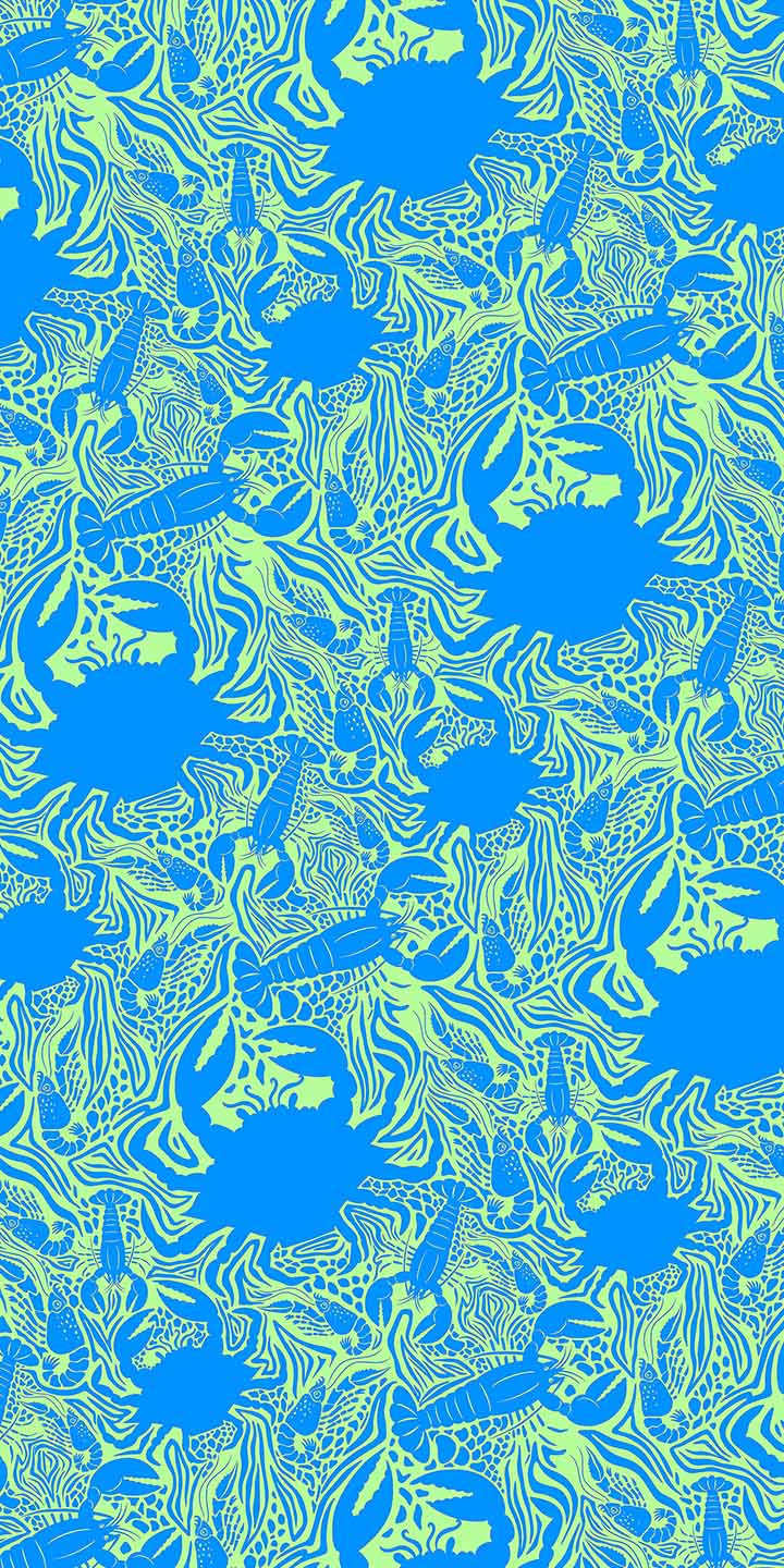 Beach Towel in Crustaceans Blue and Green