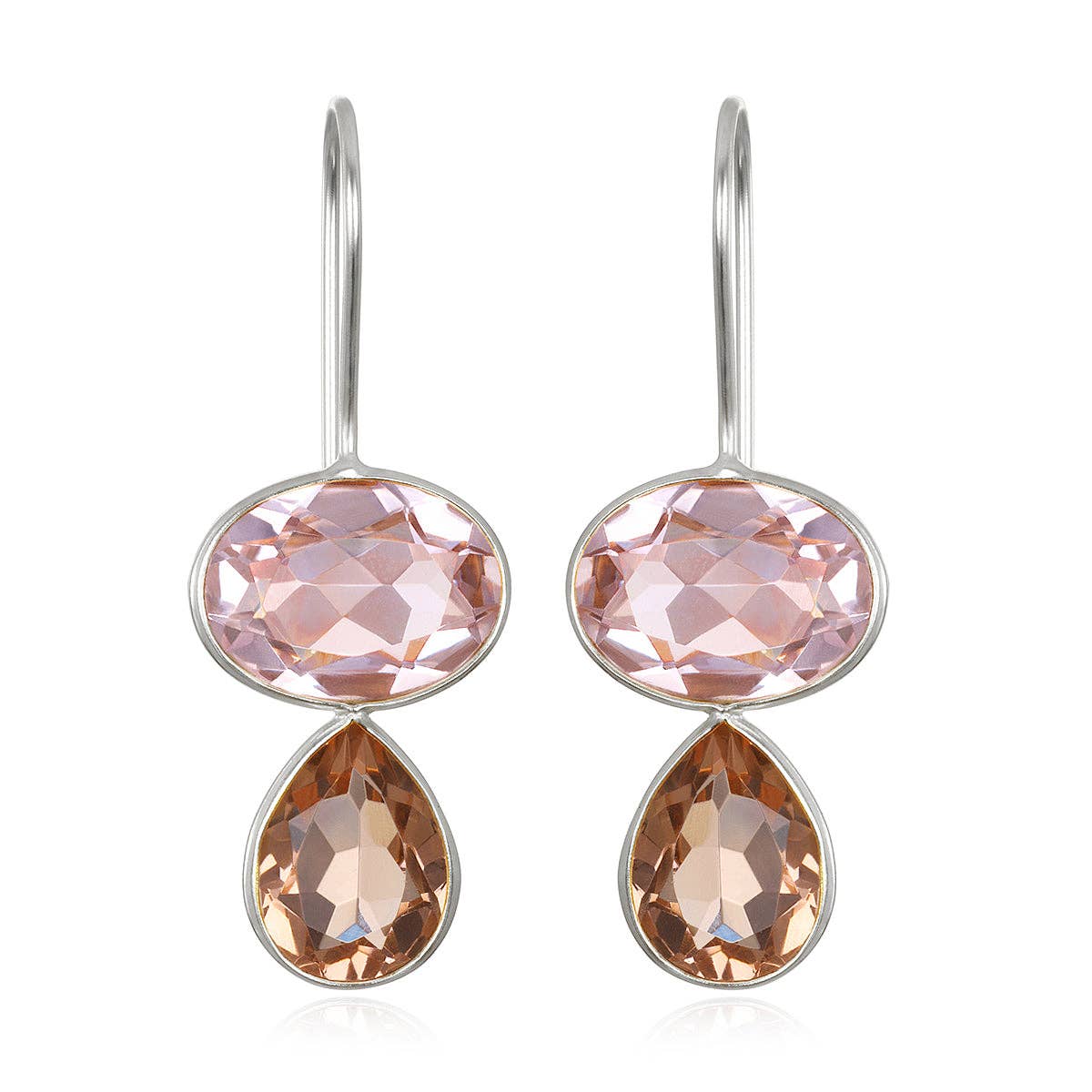Valencia Teardrop Earring-Blush & Champagne Silver