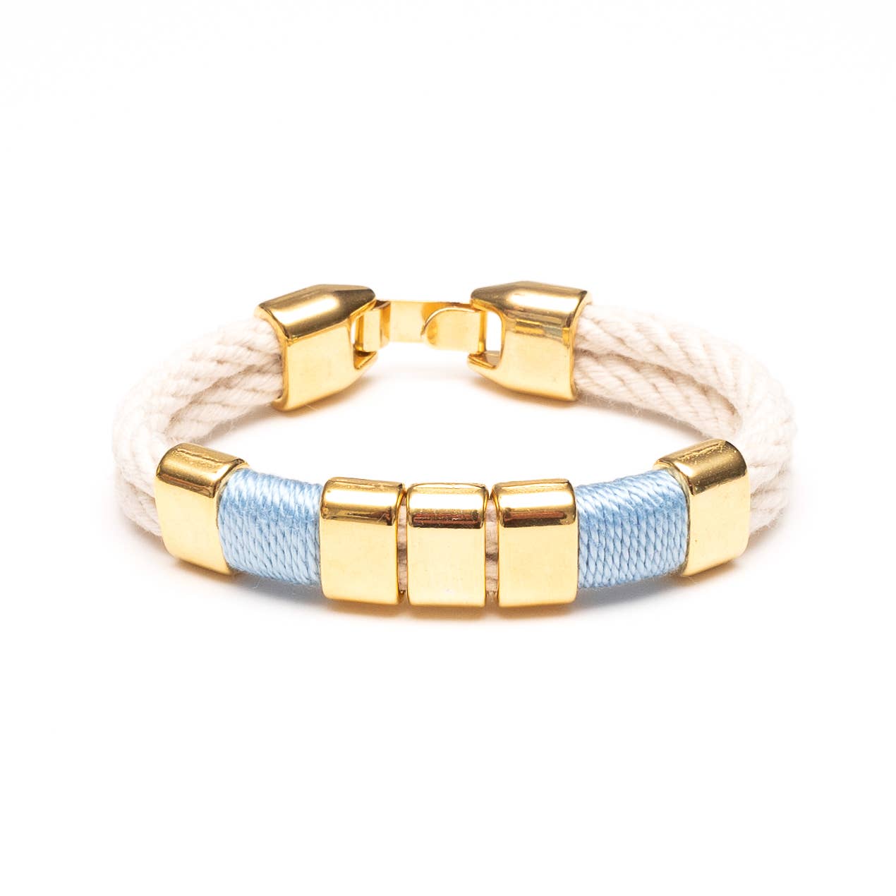 Braddock - Ivory/Light Blue/Gold - Nautical Rope Bracelet