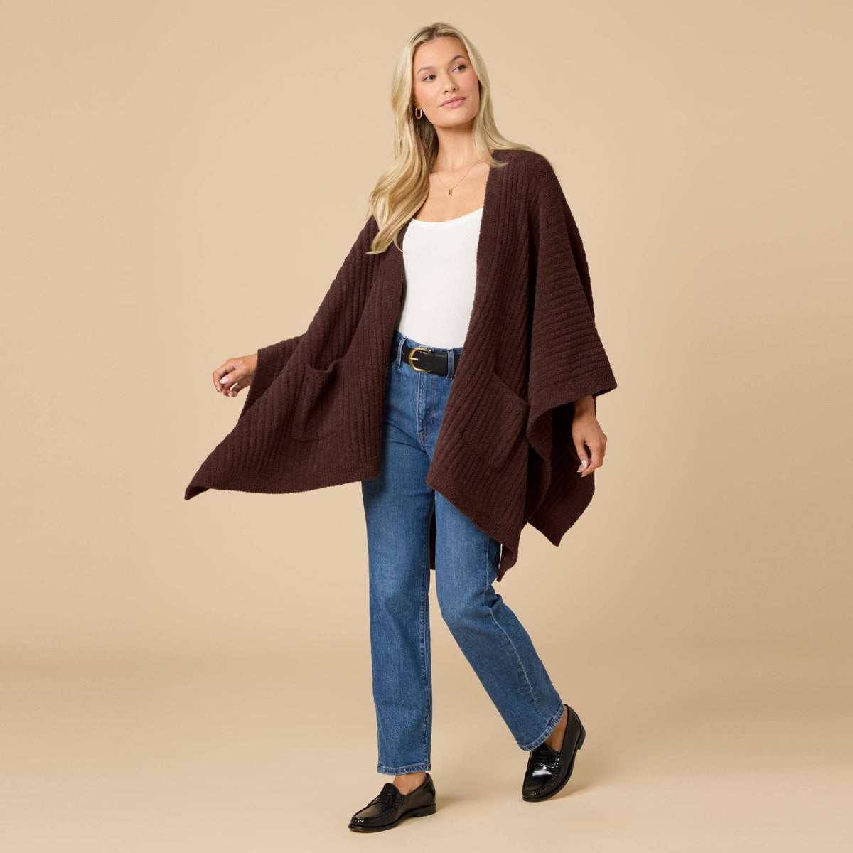 Softies Women's Ultra Soft Ribbed Shawl Wrap - One Size