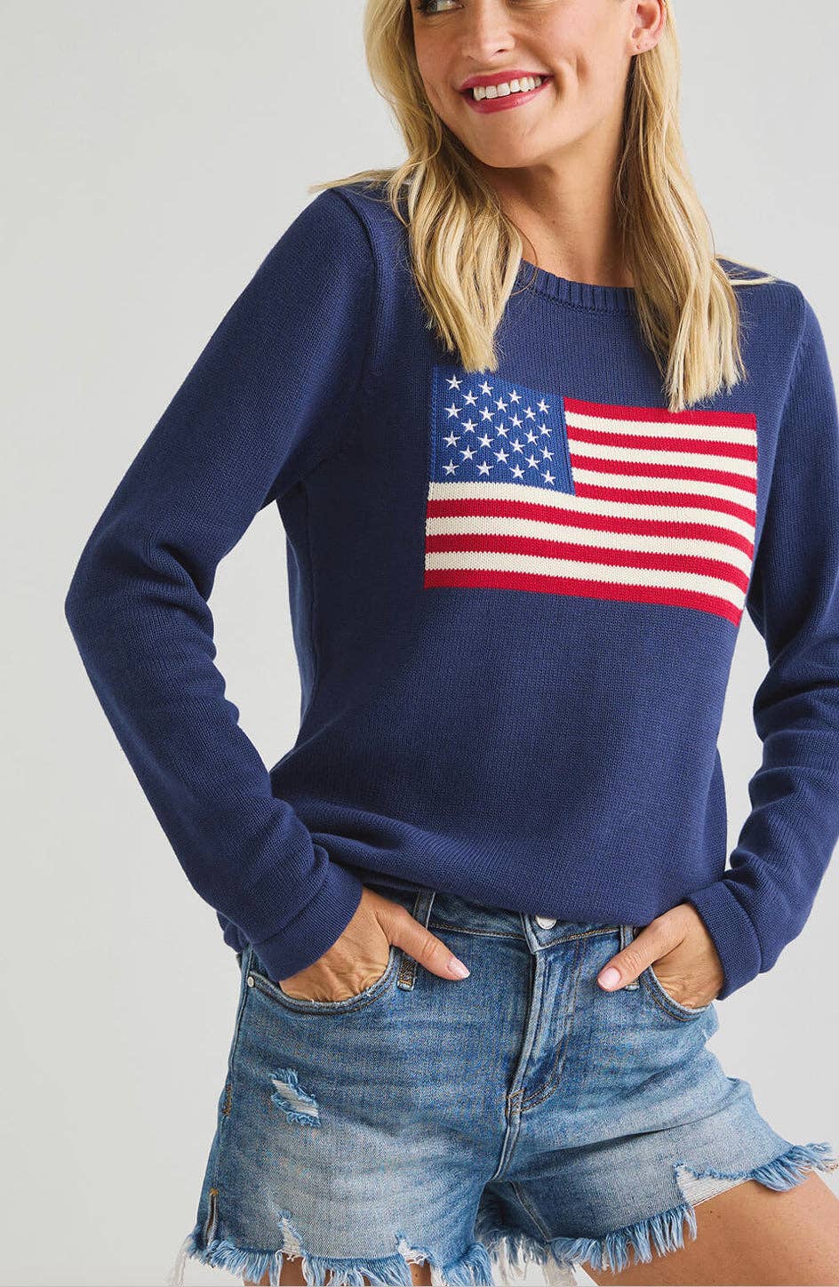American Flag Sweater in Navy