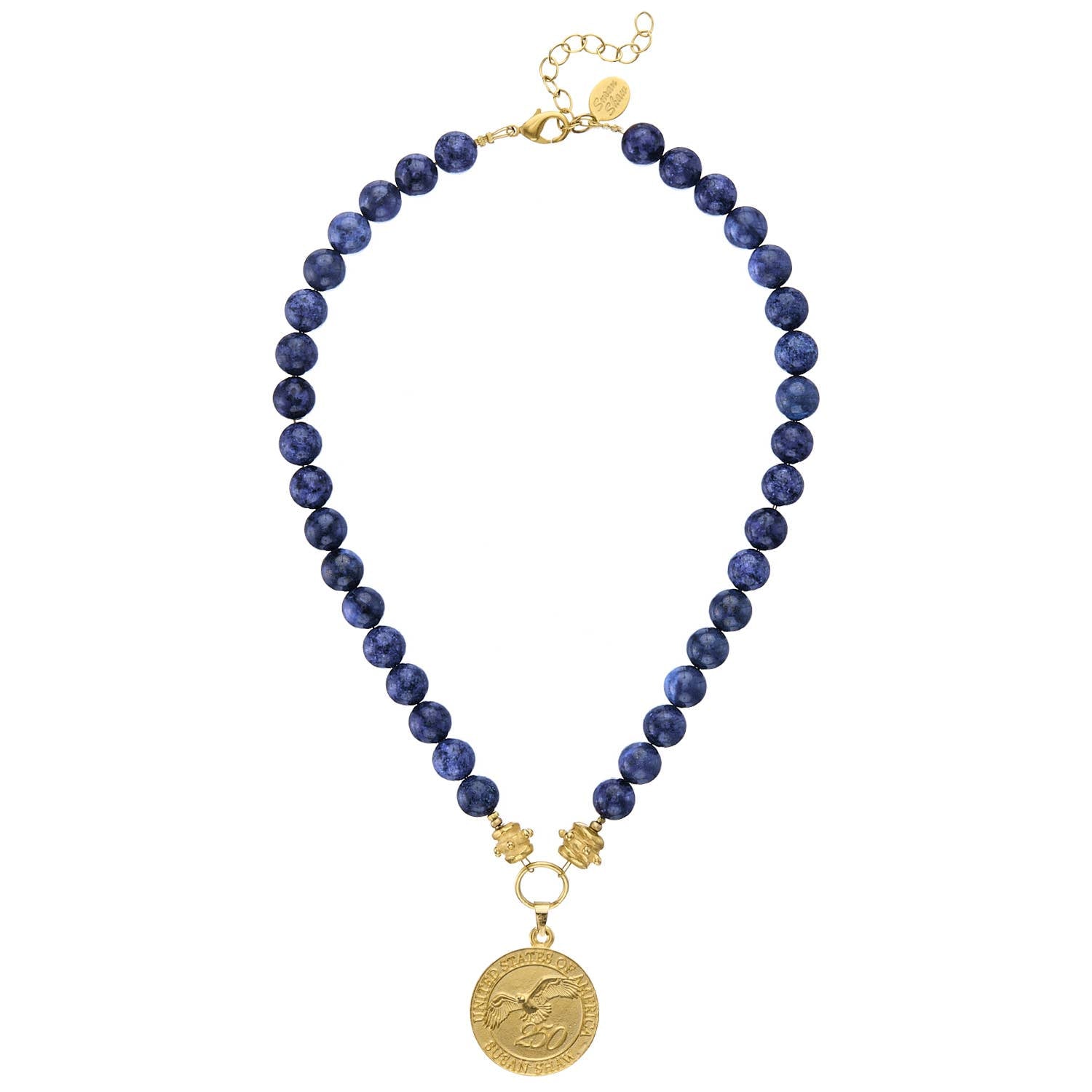 Susan Shaw Lapis Bead Gold Coin 250 Necklace