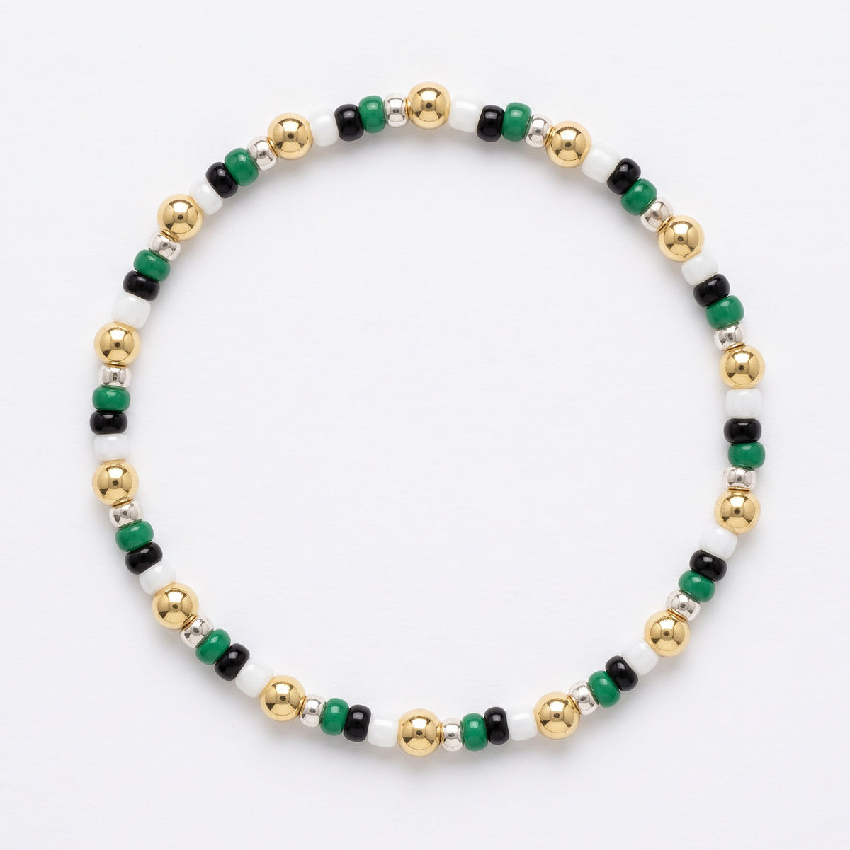 Aurelia Collection Sead Bead and Gold Bead Stretch Bracelet | Philadelphia Eagles
