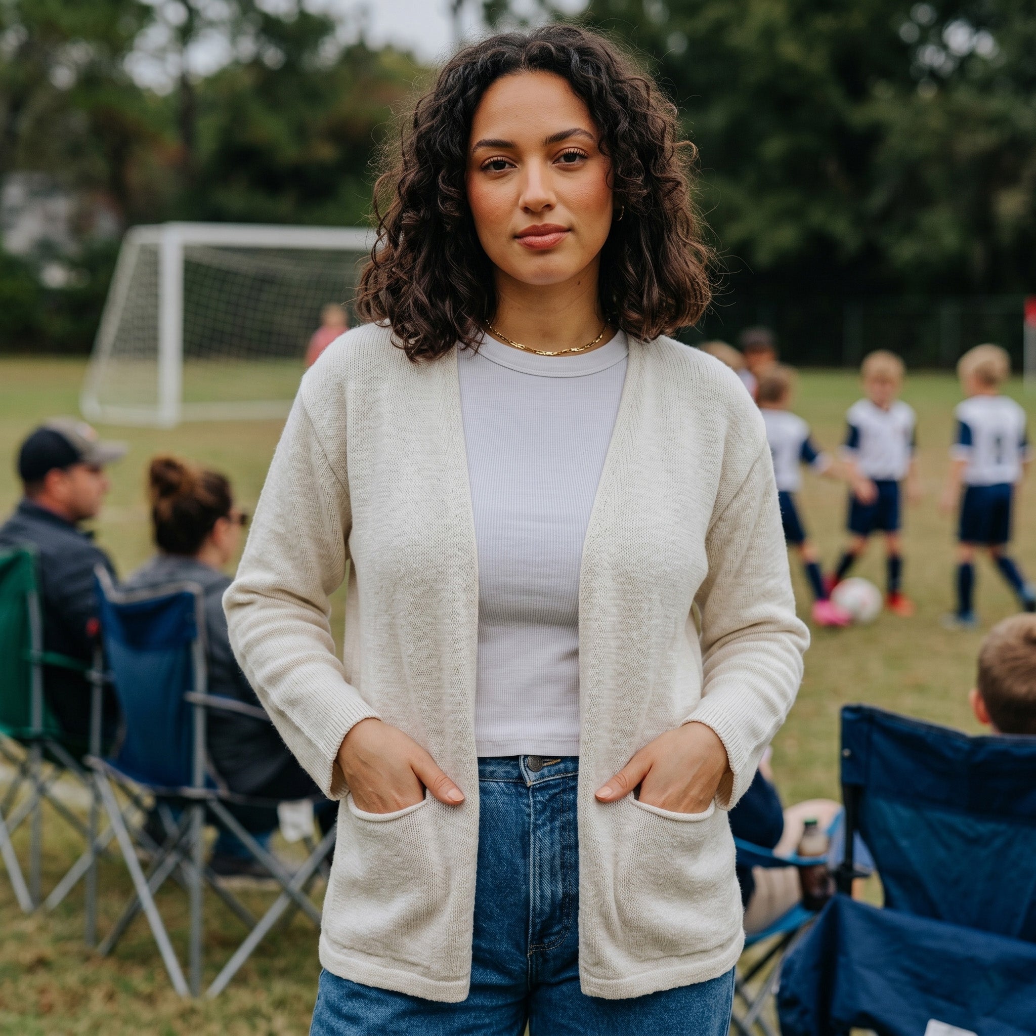 Avalin 100% Cotton Open Cardigan Sweater with Pockets in Natural
