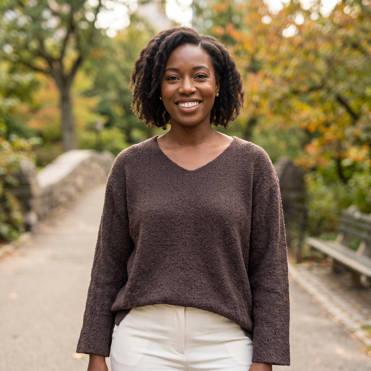 Avalin 100% Cotton Scramble Stitch Sweater in Espresso