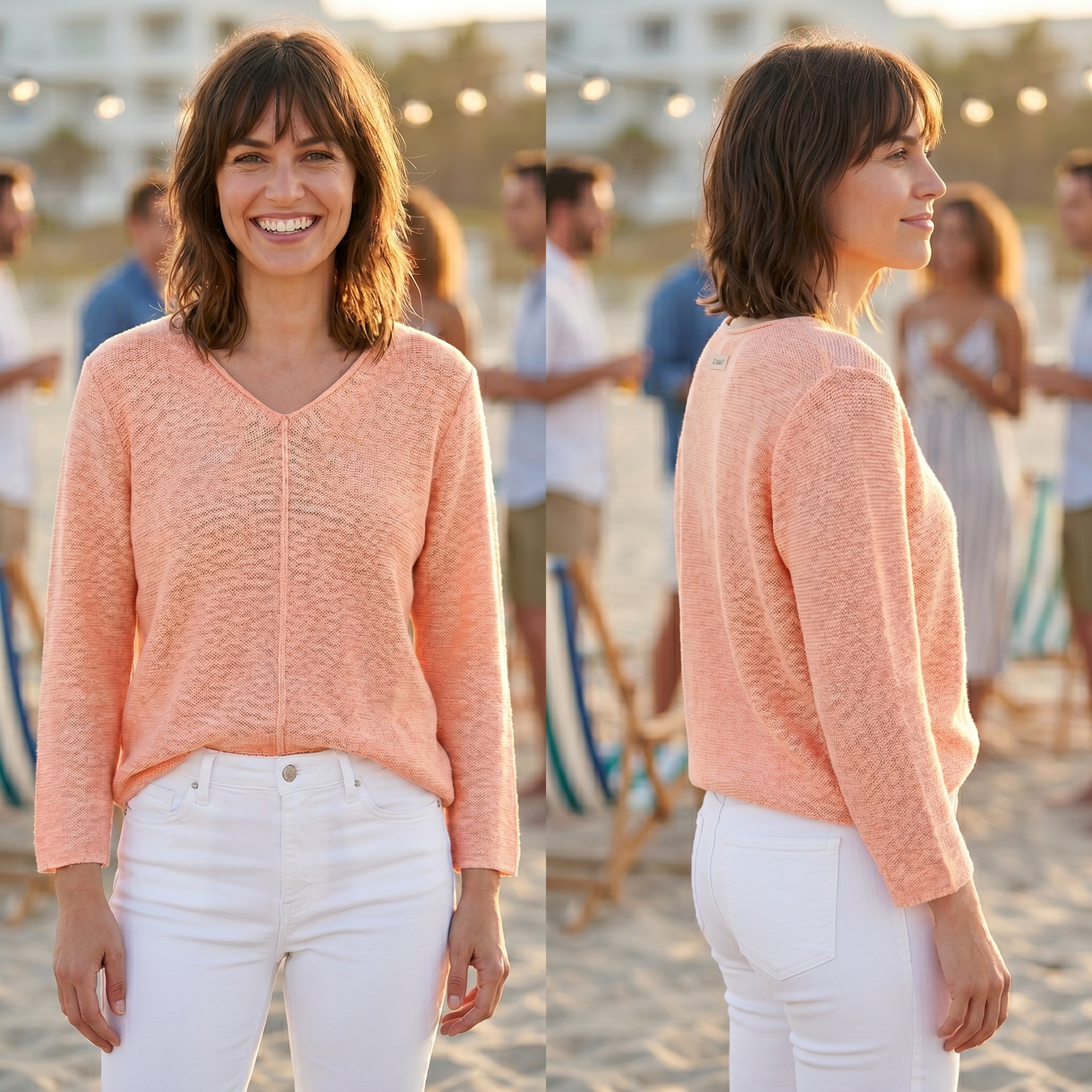 Avalin 100% Cotton V-Neck Sweater in Cantaloupe