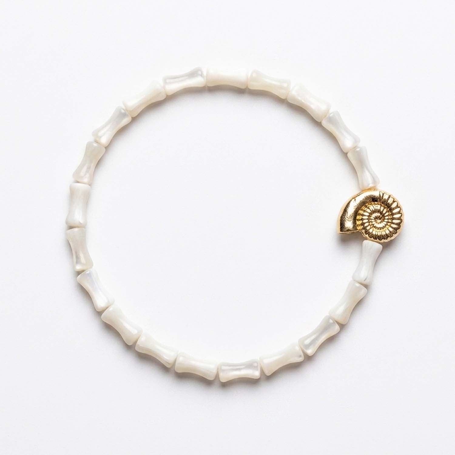 Mother of Pearl Bone Bead Stretch Bracelet