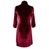 Coco Dress in Stretch Velvet in Cabernet