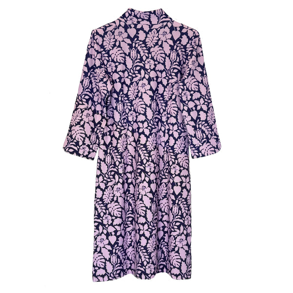 Katherine Way Coco Dress Tossed Leaves Lavender Aubergine