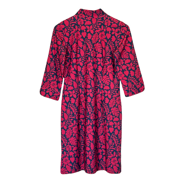 Katherine Way Coco Dress Tossed Leaves Navy and Cranberry