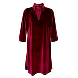 Coco Dress in Stretch Velvet in Cabernet