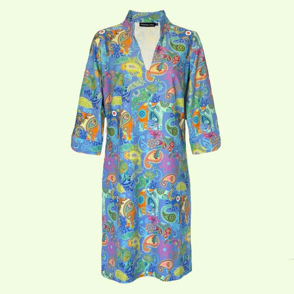 Coco Dress in Paisley Pachyderms Periwinkle