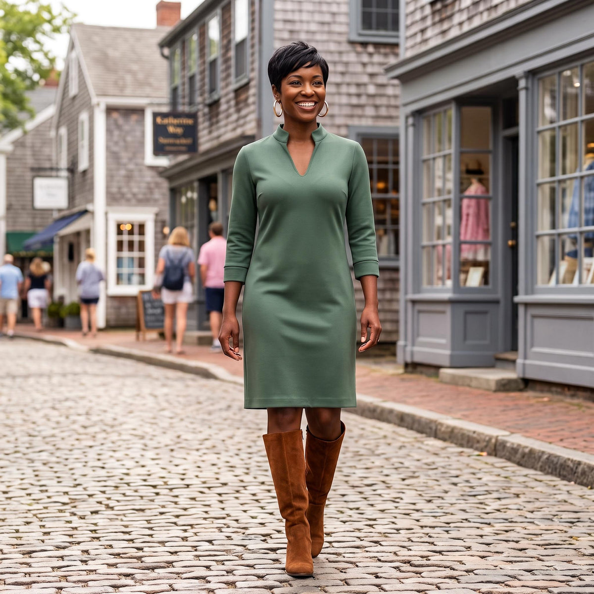Coco Dress in Pale Cacti Super Suede