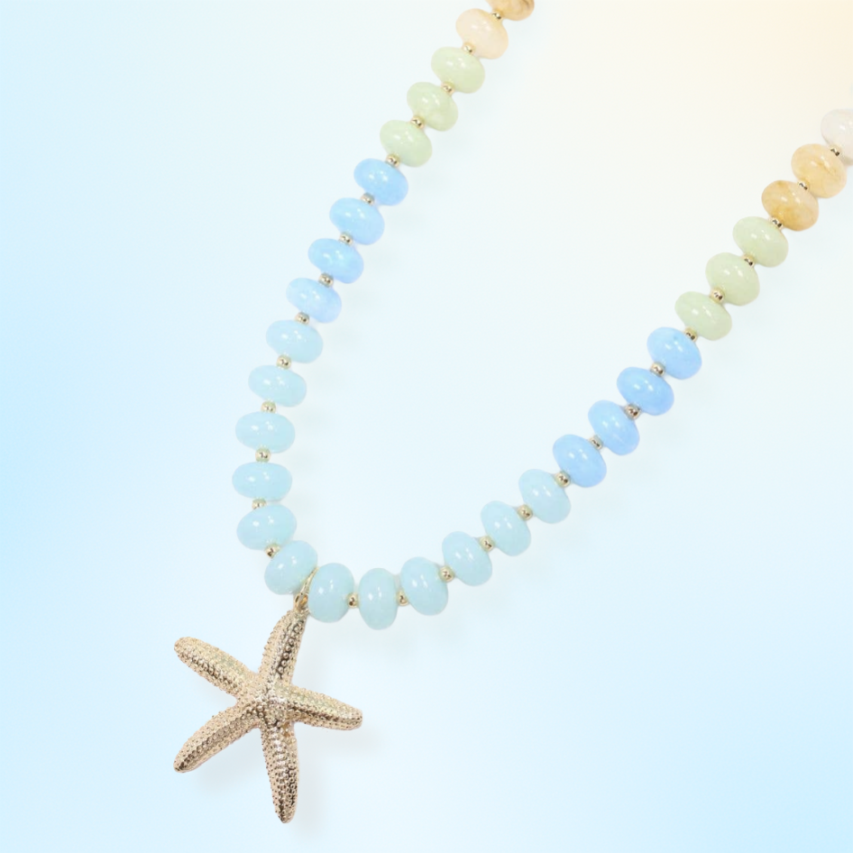 Eastport Beaded Starfish Necklace Blue Multi