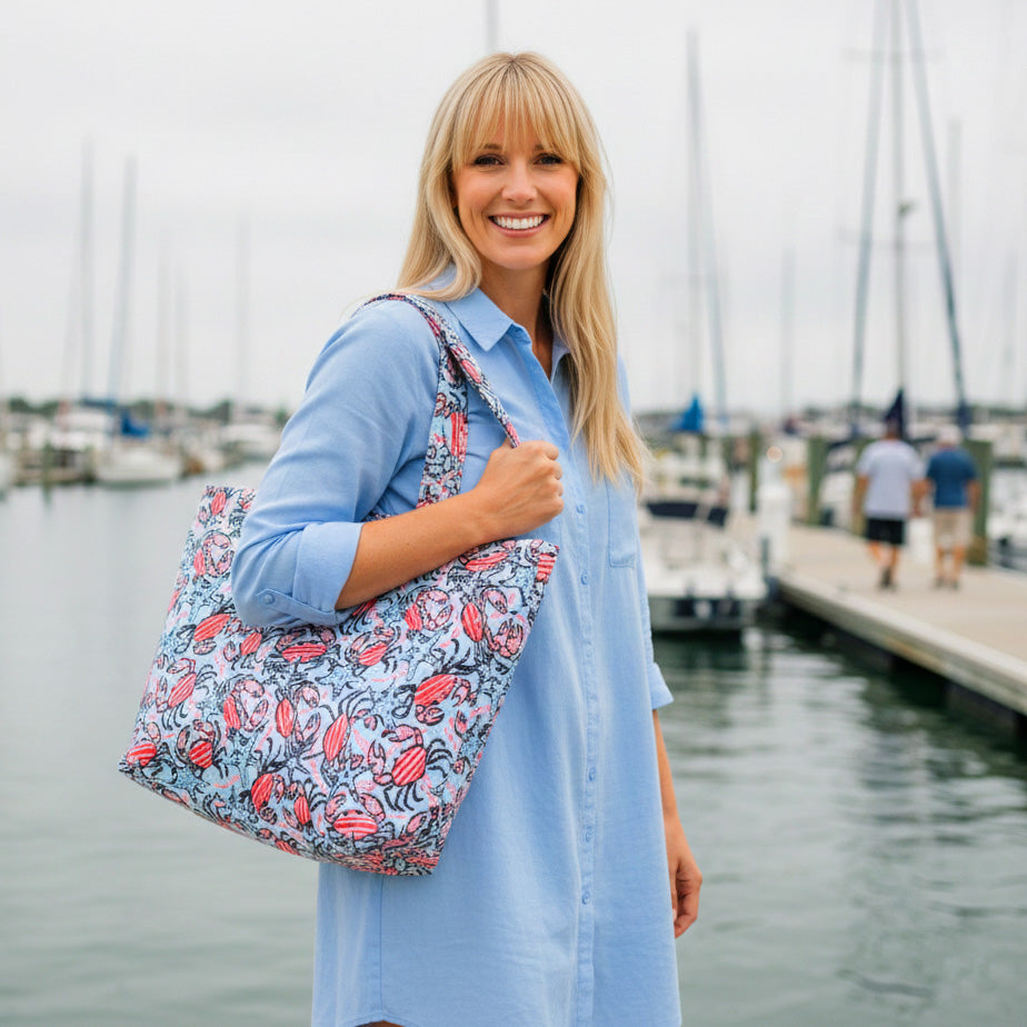 Quilted Large Tote in Crabtown USA