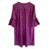 Greenwich Tunic Dress Ditsy Tossed Leaves Navy and Cranberry