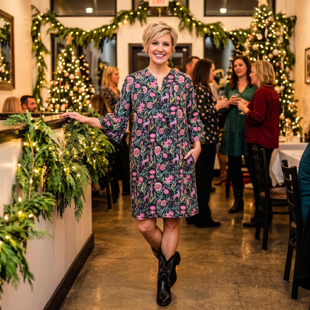 Greenwich Tunic Dress in Pinky on the Prowl
