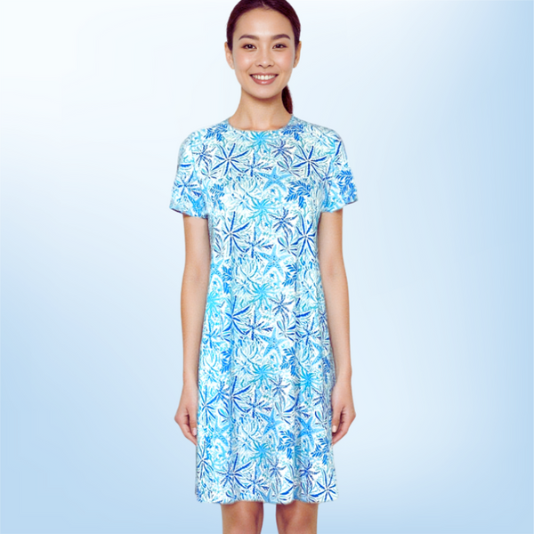 Hyannis Tee Shirt Dress in Starfish Blues #1