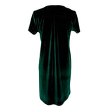 Hyannis Short Sleeve Dress in Hunter Green Stretch Velvet