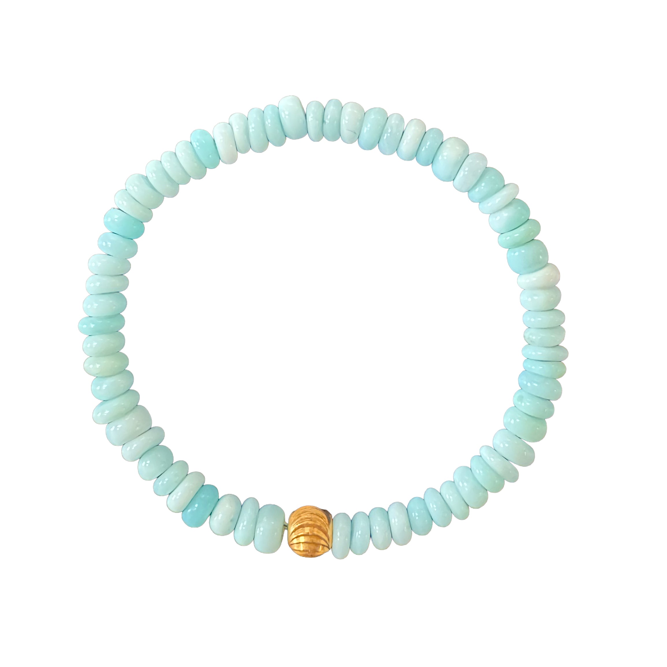 Small Aqua Dyed Mother of Pearl Gemstone Bracelet