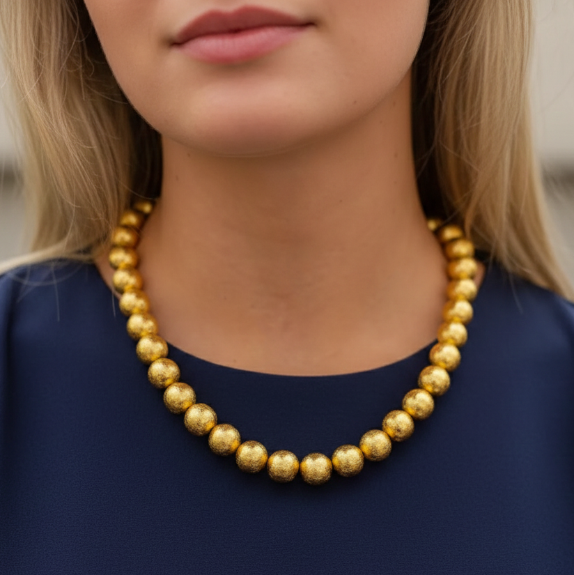 Katrina Gold Beaded Statement Necklace