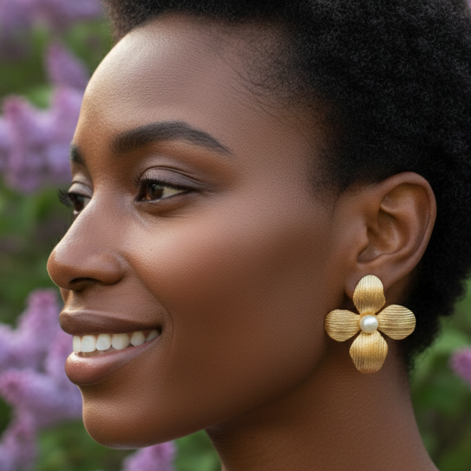 Maggie Magnolia Statement Post Earrings (Clip)