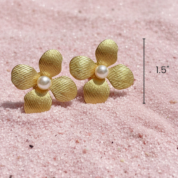 Maggie Magnolia Statement Post Earrings (Clip)