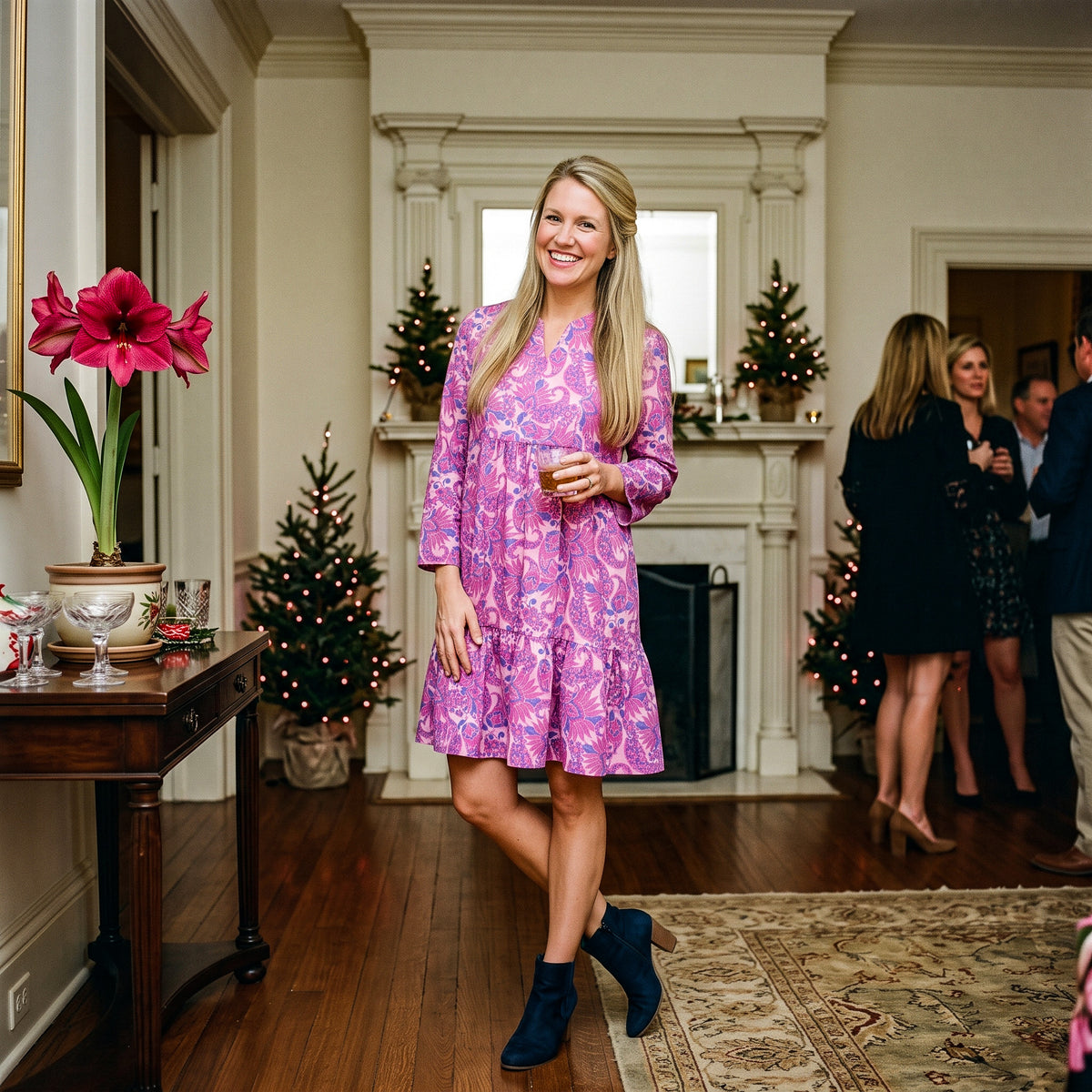 Orleans Drop Waist Tunic Dress in Pinky Swear